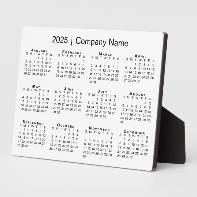Minimal 2025 Calendar Company Name Desktop Plaque (Side)
