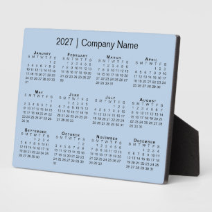 Minimal 2027 Calendar Company Name Light Blue Desk Plaque