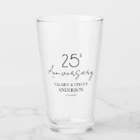 Minimal 25th Wedding Anniversary Glass Cup