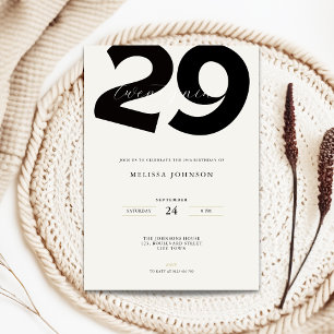 Minimal 29th Birthday Invitation - Bold Typo