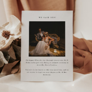 Minimal 2-Photo 'We Said Yes!' Wedding Elopement Announcement