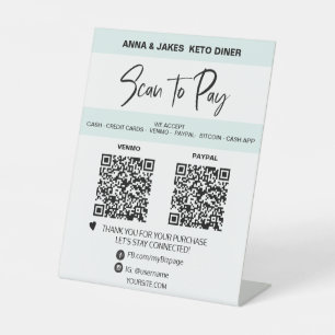 *~* MINIMAL - 2 QR PAYMENT - Tabletop Table Tent Pedestal Sign