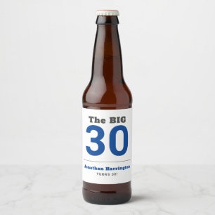 Minimal 30th Birthday Party  Beer Bottle Label
