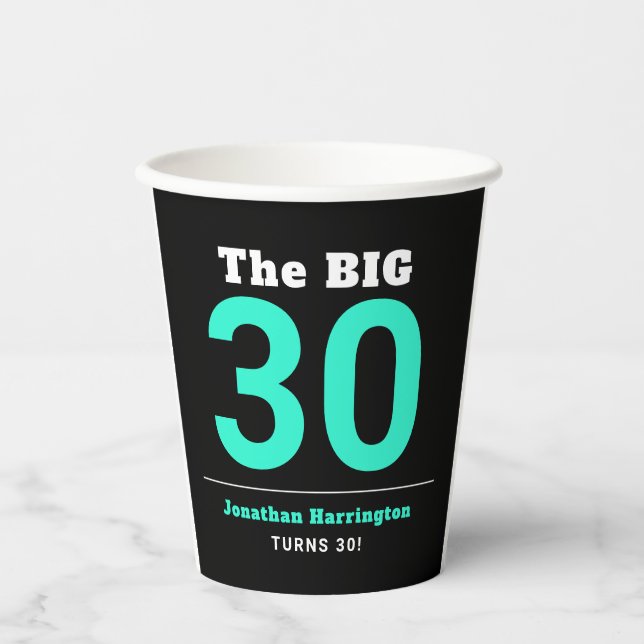 Minimal 30th Birthday Party  Paper Cups (Front)