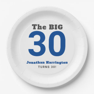 Minimal 30th Birthday Party  Paper Plate