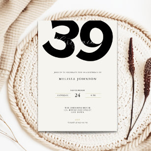 Minimal 39th Birthday Invitation - Bold Typo