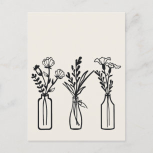 Minimal   3 Flower Vases   Modern Postcard