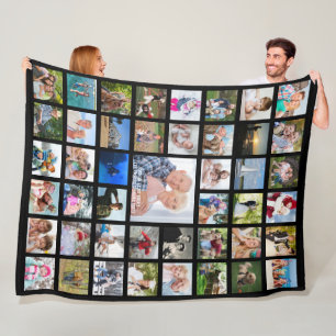 Minimal 45 Photo Collage Template Custom Your Text Fleece Blanket