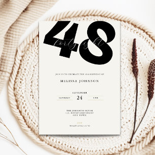 Minimal 48th Birthday Invitation - Bold Typo