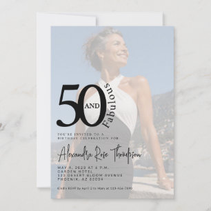 Minimal 50 and Fabulous 50th Birthday Party Invitation