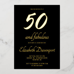 Minimal 50 and Fabulous Black and Gold