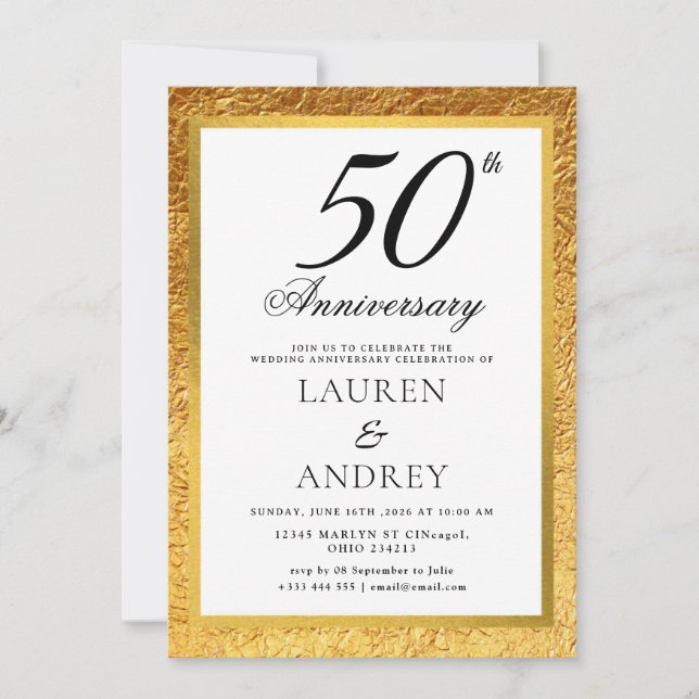 Minimal 50th Wedding Anniversary Invitation (Front)