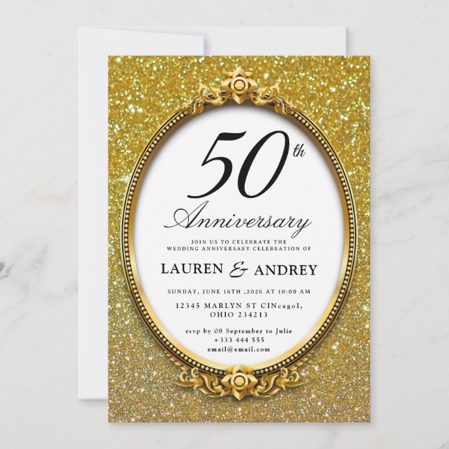 Minimal 50th Wedding Anniversary Invitation (Front)