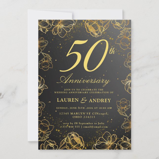 Minimal 50th Wedding Anniversary Invitation (Front)