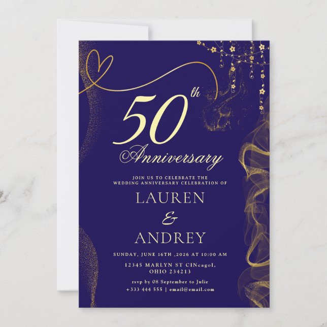 Minimal 50th Wedding Anniversary Invitation (Front)