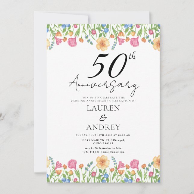 Minimal 50th Wedding Anniversary Invitation (Front)