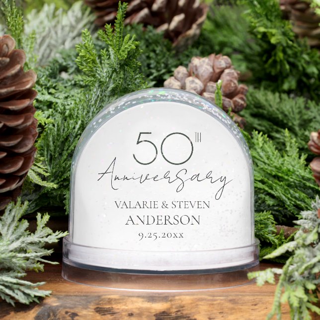 Minimal 50th Wedding Anniversary Photo Snowglobe (Winter)
