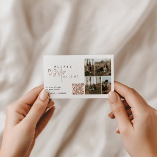 Minimal 5 photo rsvp QR Code enclosure card