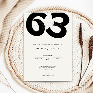 Minimal 63rd Birthday Invitation - Bold Typo
