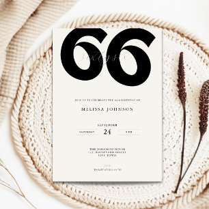 Minimal 66th Birthday Invitation - Bold Typo
