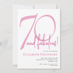 Minimal 70 and Fabulous Pink Birthday Invitation