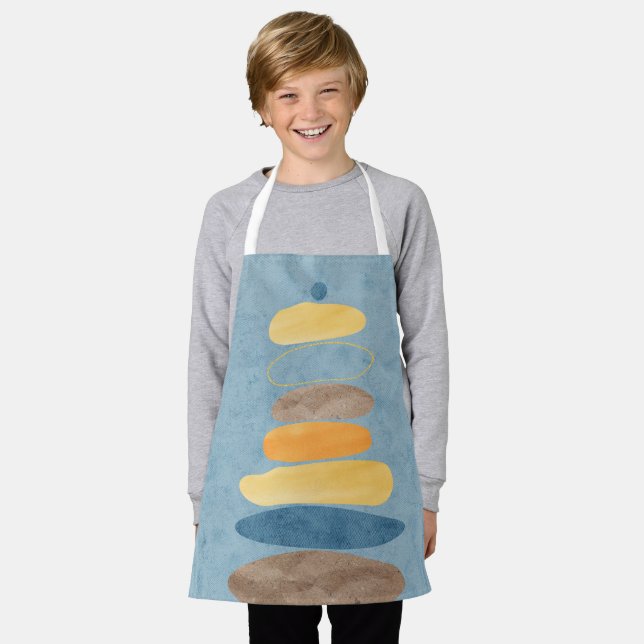 Minimal abstract balance stones composition apron (Worn)