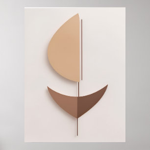 Minimal Abstract Brown Boho Contemporary AI Art  Poster