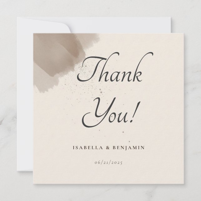 Minimal Abstract Brush and Ink Thank You Card (Front)