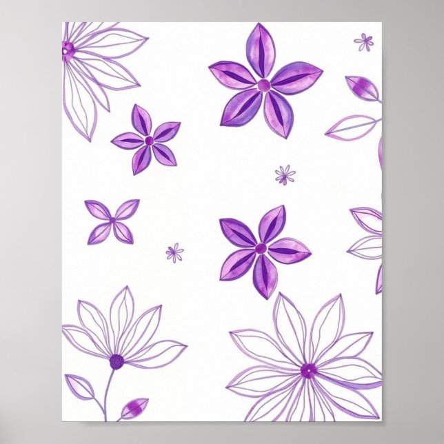 Minimal Abstract Floral Line Art Wall Poster (Front)