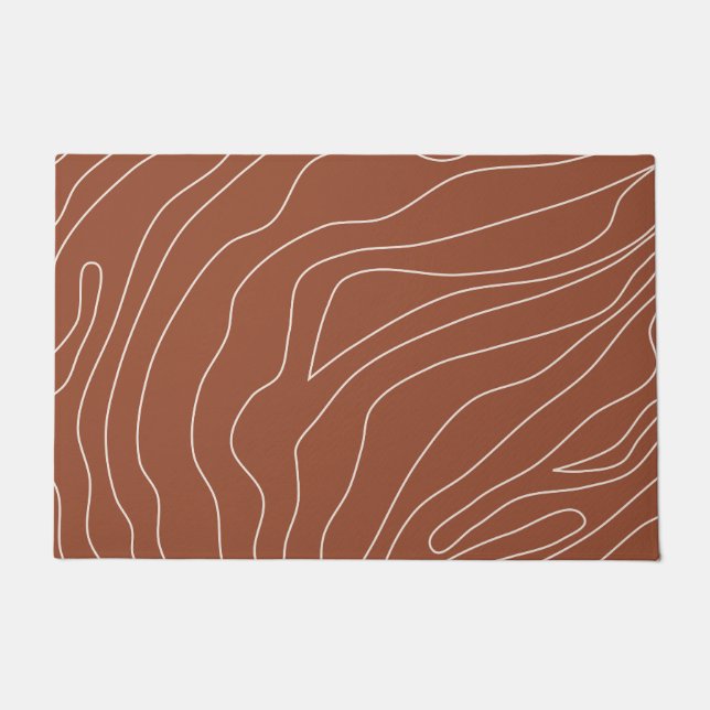 Minimal Abstract Lines Rust Terracotta Doormat (Front)