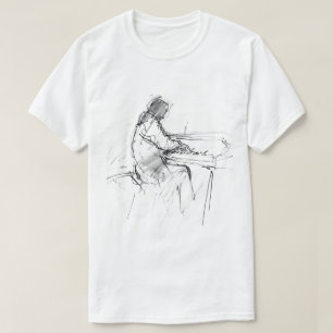 Minimal Abstract Pianist Playing Piano – Elegant  T-Shirt
