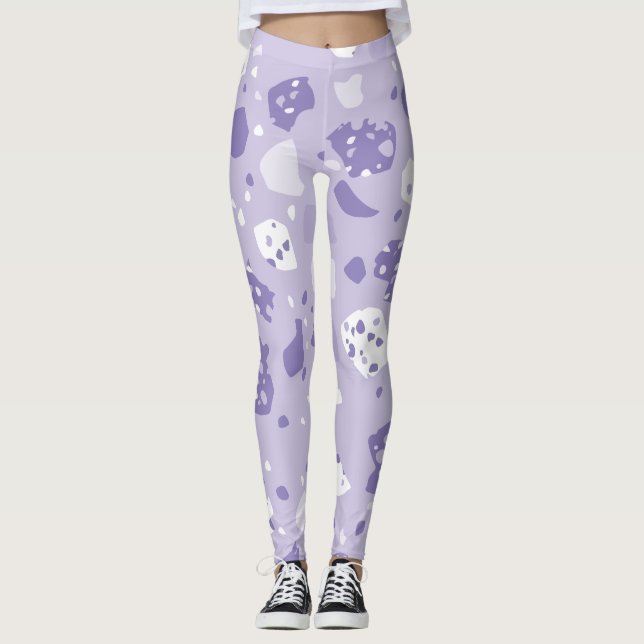 Minimal abstract purple pattern leggings (Front)