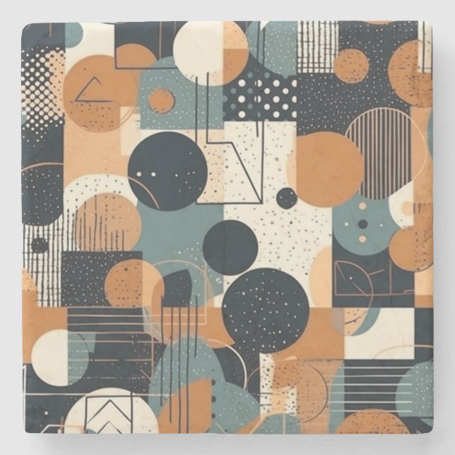 Minimal Abstract Seamless Pattern - Geometric (15) Stone Coaster (Front)