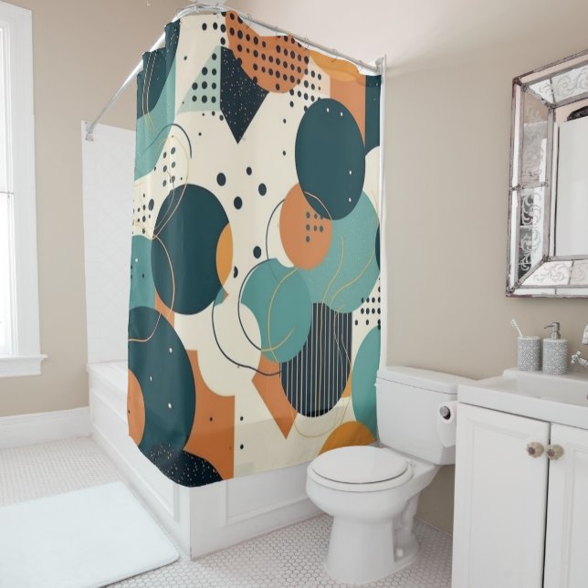 Minimal Abstract Seamless Pattern - Geometric (3) Shower Curtain (In Situ)