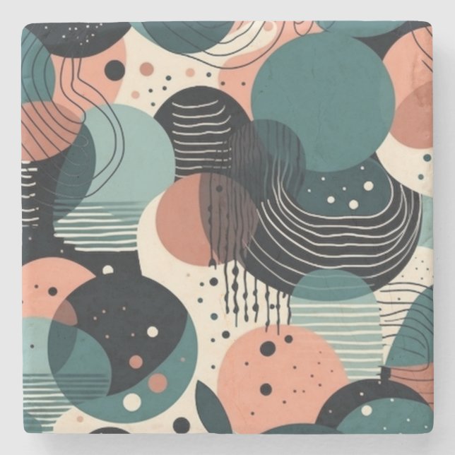 Minimal Abstract Seamless Pattern - Geometric (8) Stone Coaster (Front)