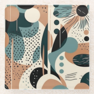 Minimal Abstract Seamless Pattern - Geometric (9) Glass Coaster