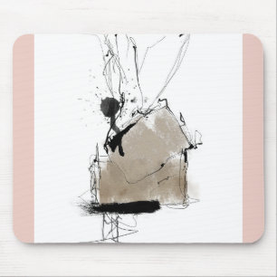 Minimal abstract white grey pink mouse mat