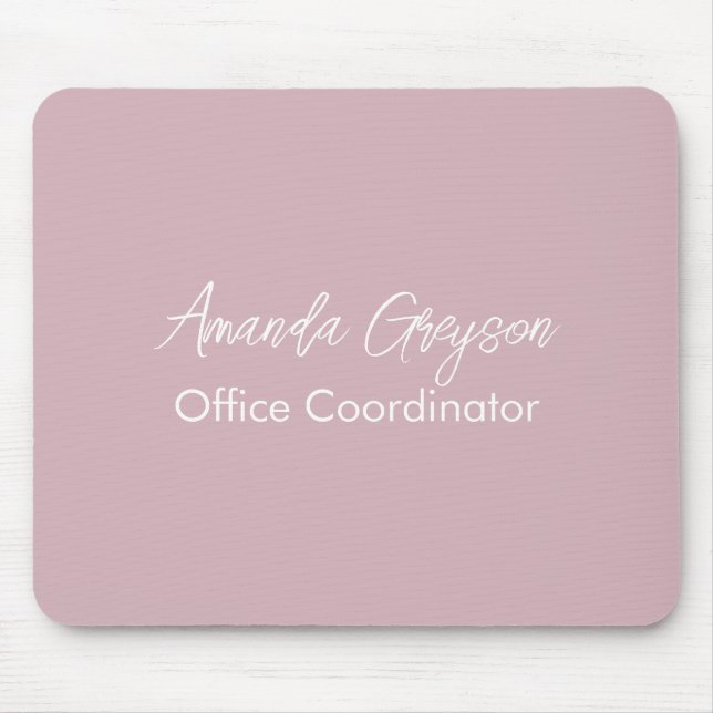 Minimal Add Your Name Monogram New Job Position Mouse Mat (Front)