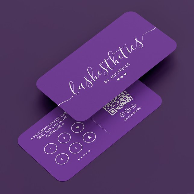 Minimal Aesthetic Lash Tech Royal Purple Loyalty Business Card (Minimal Aesthetic Lash Tech Royal Purple Loyalty Business Card
)