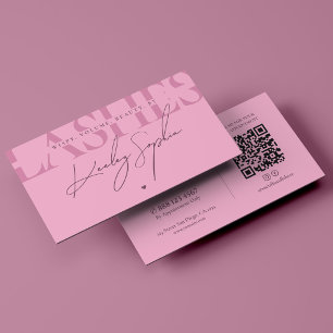 Minimal Aesthetic Pink Pastel Lash Tech Beauty Business Card