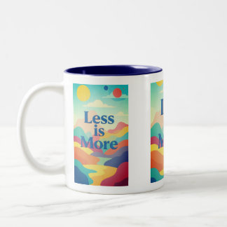 Minimal Aesthetic Quote Print – “Less is More” Two-Tone Coffee Mug