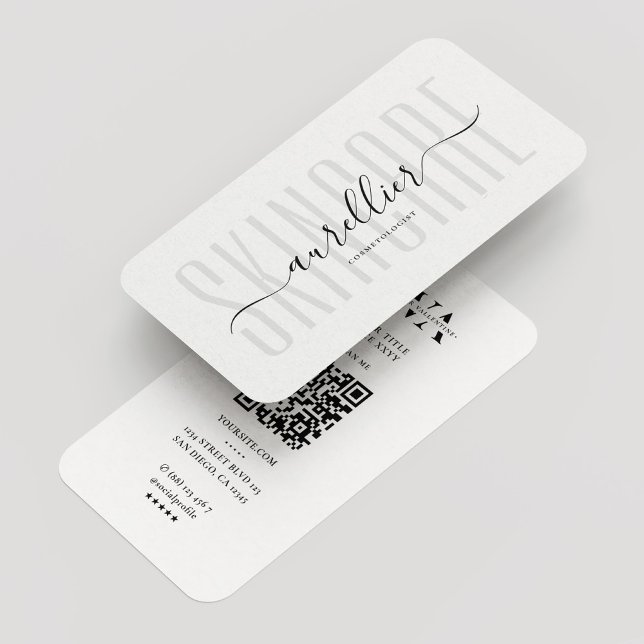 Minimal Aesthetic Skincare Aesthetician White  Business Card (Creator Uploaded)