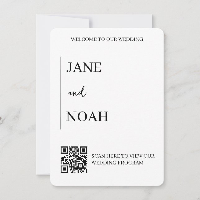 Minimal Aesthetic Wedding Invites with QR Code (Front)