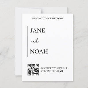 Minimal Aesthetic Wedding Invites with QR Code Postcard