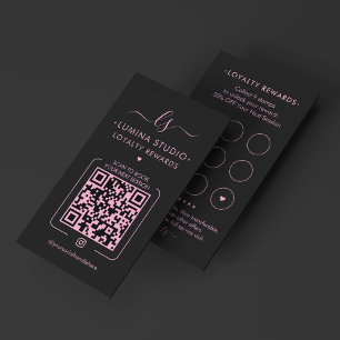 Minimal Aesthetician Pink Black Beautician Reward Loyalty Card