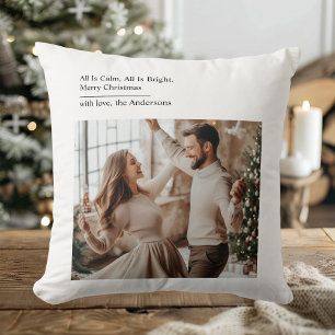 Minimal All Is Calm All Is Bright Christmas Photo  Cushion