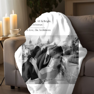 Minimal All Is Calm All Is Bright Christmas Photo Sherpa Blanket