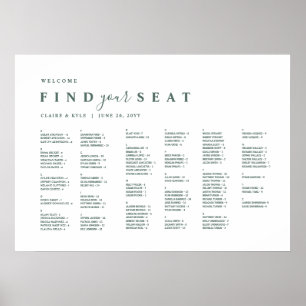 Minimal Alphabetical Green Wedding Seating Chart