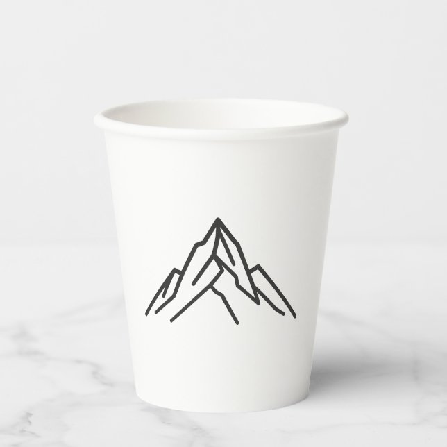Minimal Alpine Mountain Line Art Paper Cup (Front)