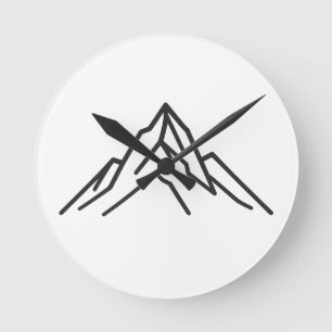 Minimal Alpine Mountain Line Art Wall Clock
